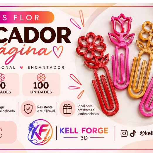 Kit 100 Clips Marcadores de Página 3D Coloridos Sortidos