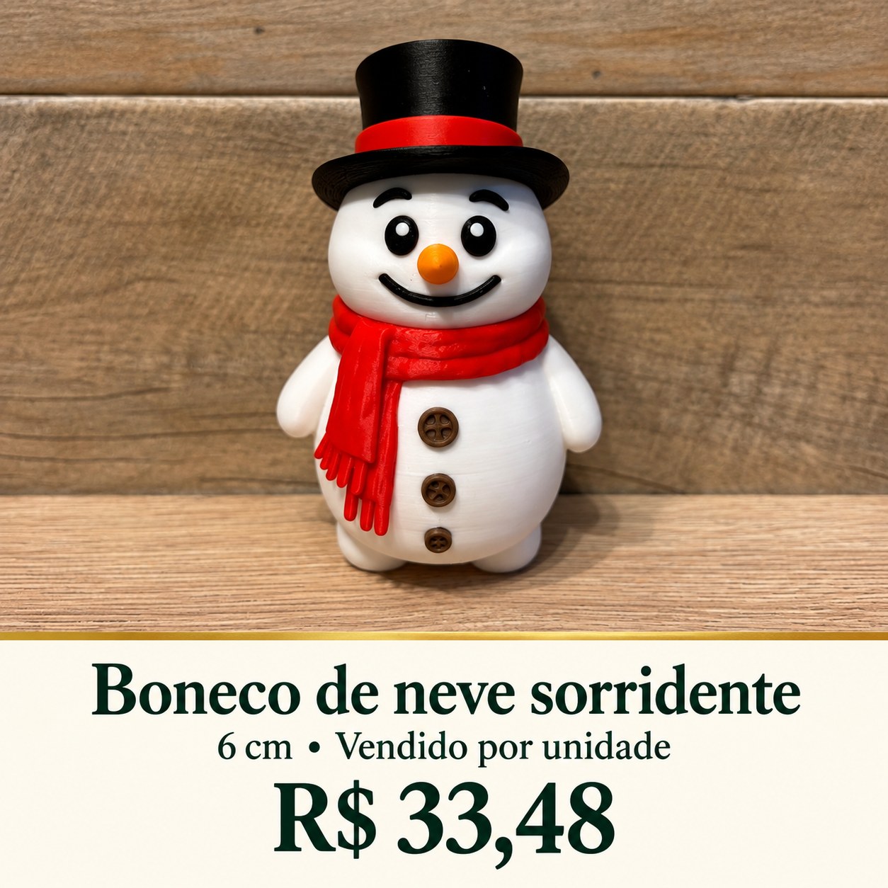 Boneco de neve sorridente 6 cm — unidade
