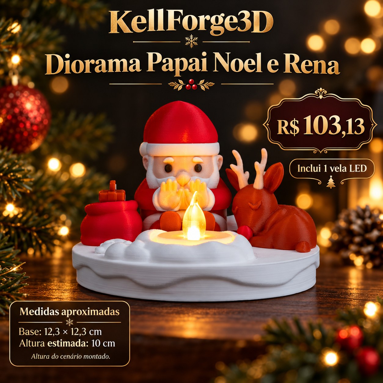 Diorama Papai Noel e Rena